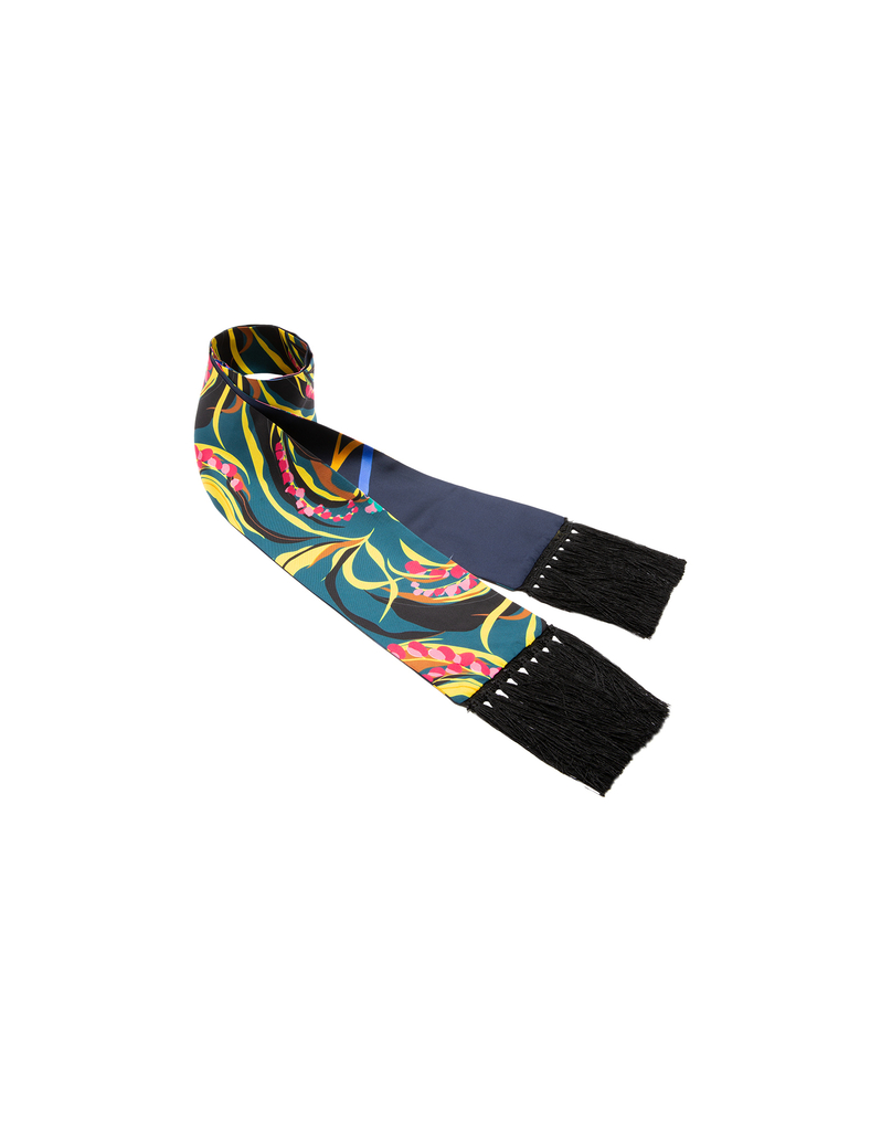 LaDoubleJ Flapper Tight Double Scarf LaDoubleJ Flapper Tight Double Scarf Windy Flowers Blu/Big Mama Flower SCA0012SIL001VAR0018