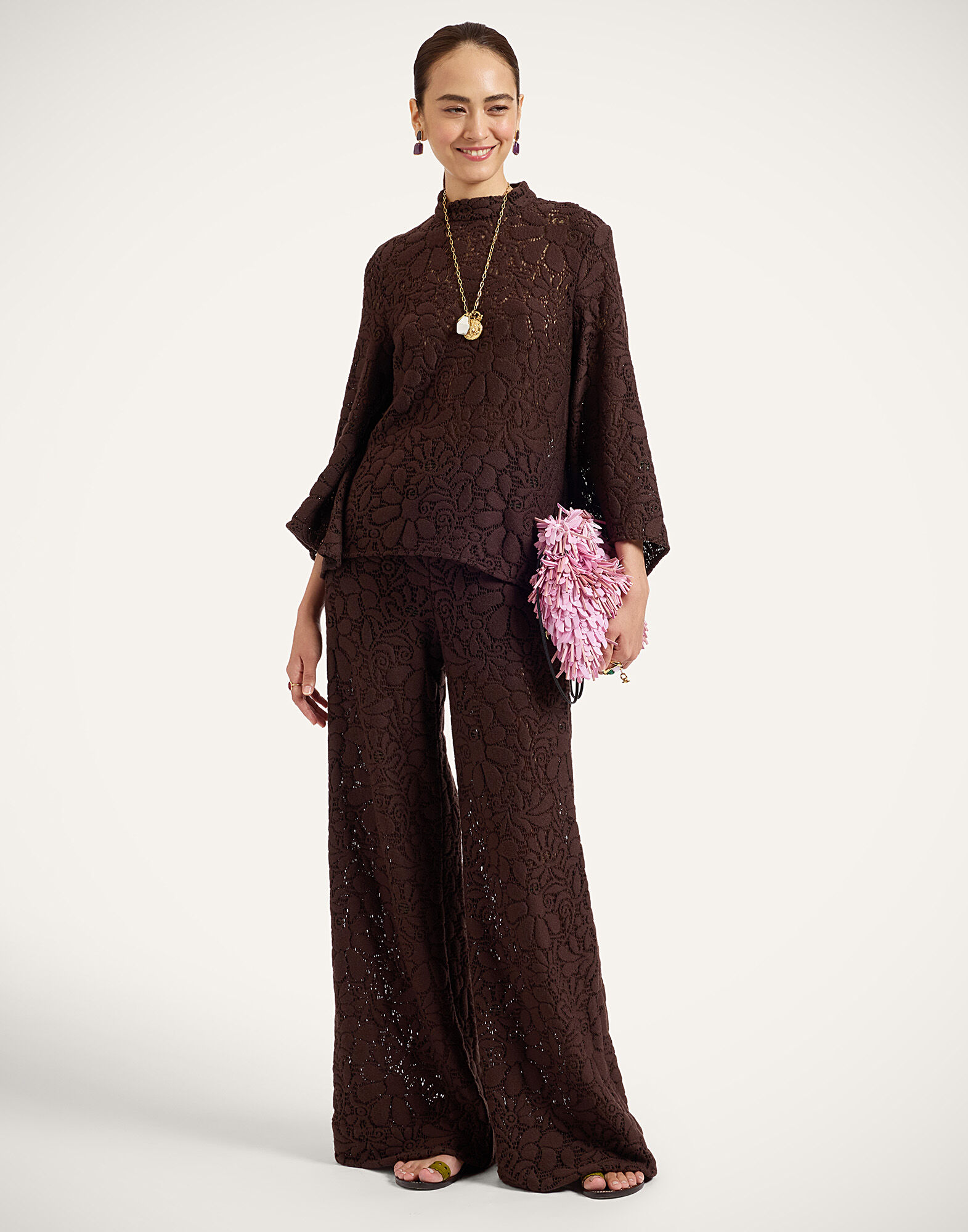 La DoubleJ Lacey Make An Exit Top Solid Chocolate TOP0108LAC003SOLIDBR07
