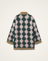 La DoubleJ Crochet Bowling Cardigan La DoubleJ Crochet Bowling Cardigan Multicolor Pink & Dark Green PUL0290KNI167VA400PI01