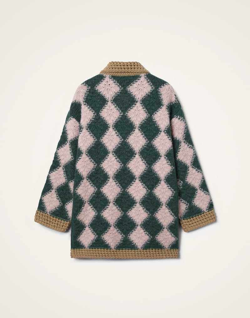 La DoubleJ Crochet Bowling Cardigan La DoubleJ Crochet Bowling Cardigan Multicolor Pink & Dark Green PUL0290KNI167VA400PI01