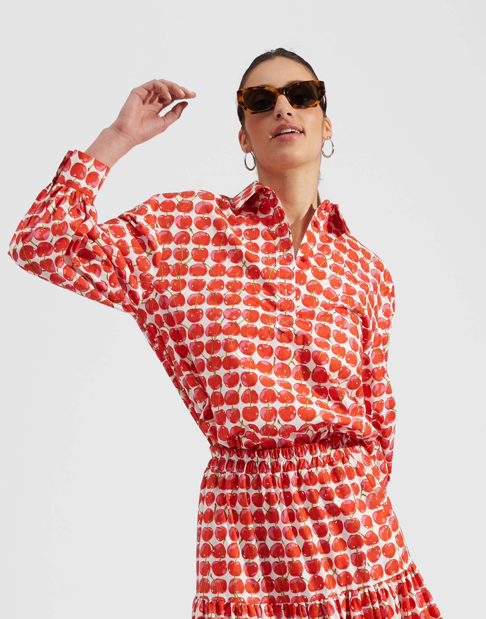 La DoubleJ Poet Shirt White Cherries SHI0055COT001CHY0002