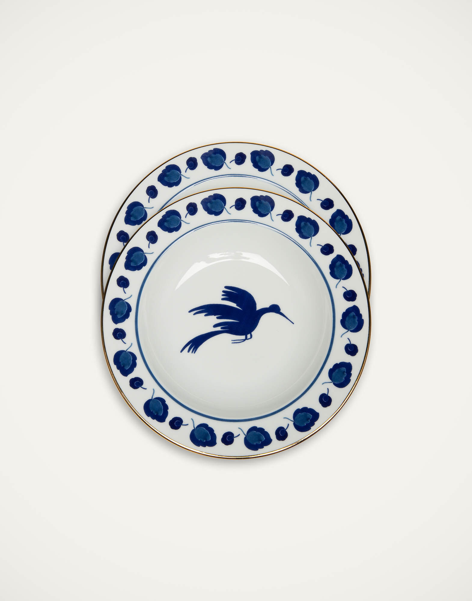 La DoubleJ Soup Plates Set Of 2 Wildbird Blue SOU0002CER001BIR01BU03