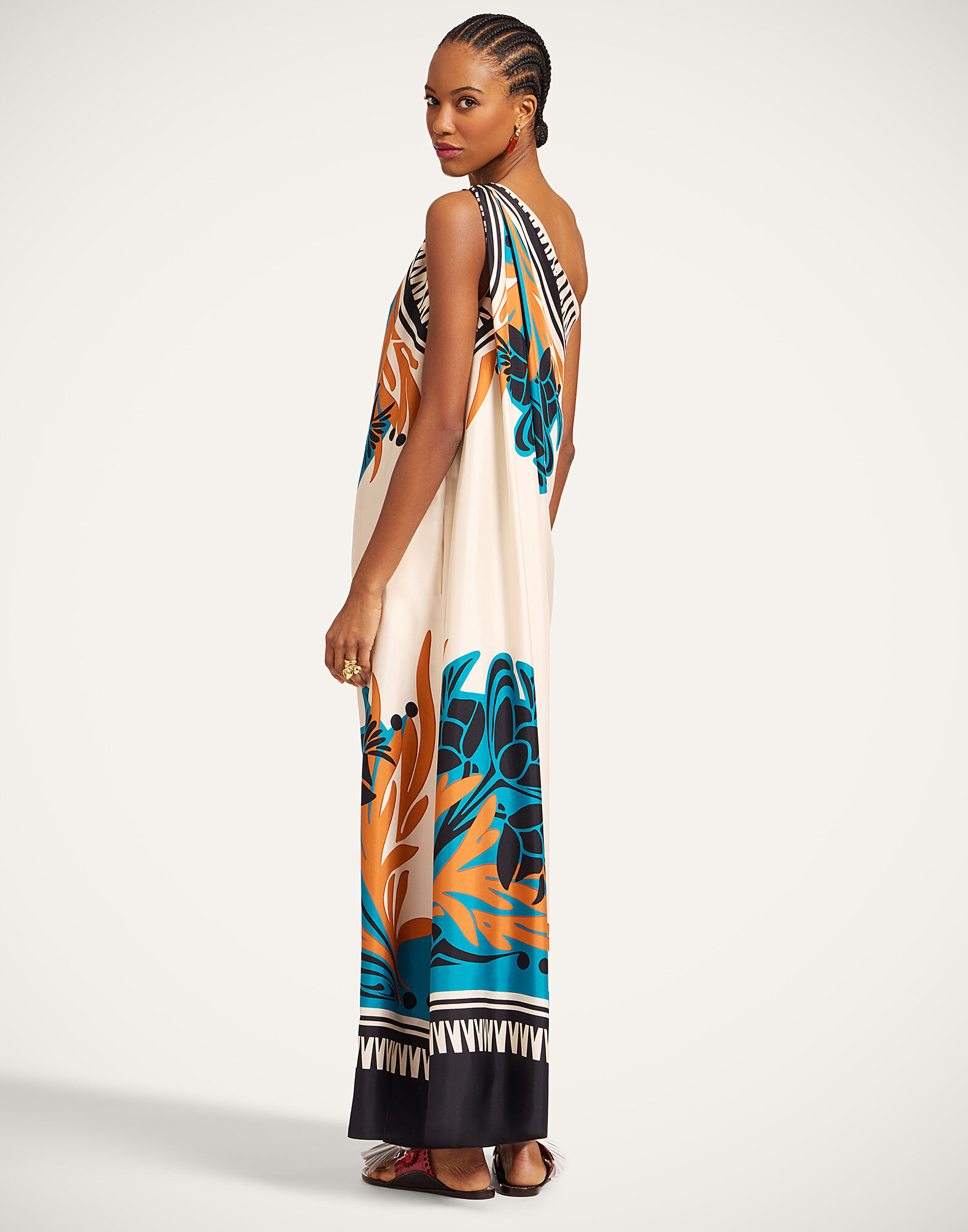 La DoubleJ Roy Dress Florence Plac&eacute;e Ivory DRE0304SIL006FLO02WH04