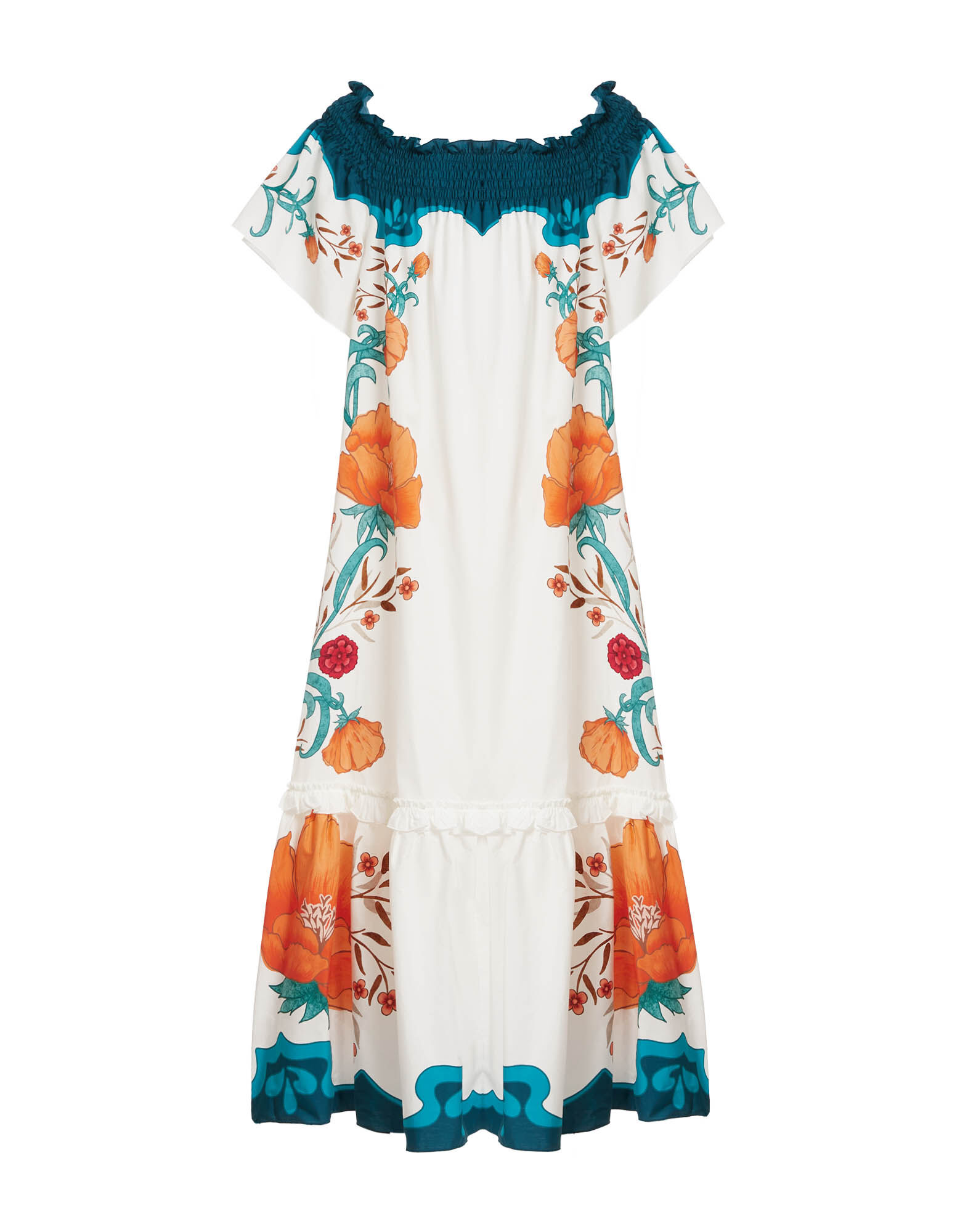 La DoubleJ Capalbio Dress Morpheus Plac&eacute;e Orange DRE0786COT039MOR01OR02