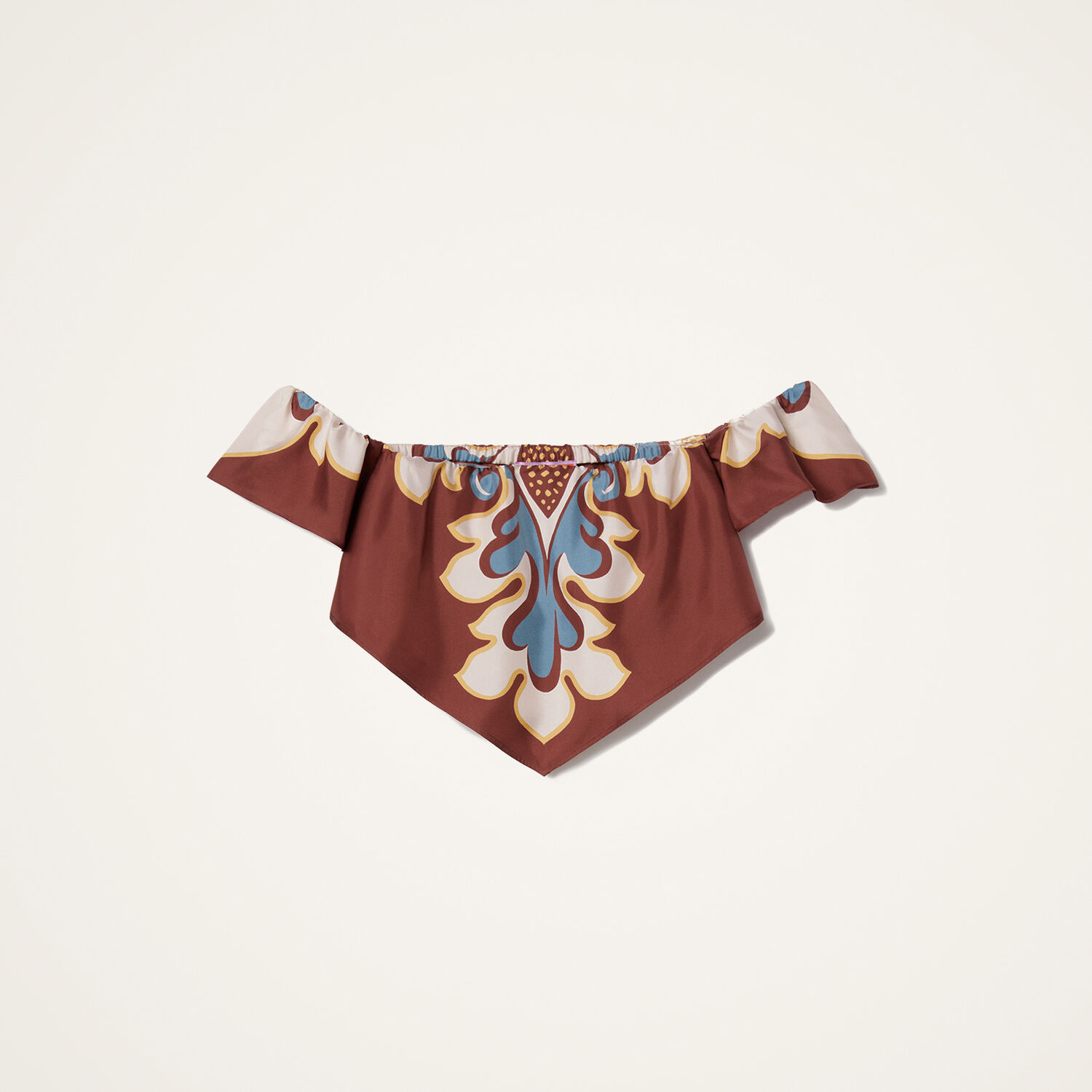 La Doublej Sand Dollar Off-shoulder Silk Top In Brown