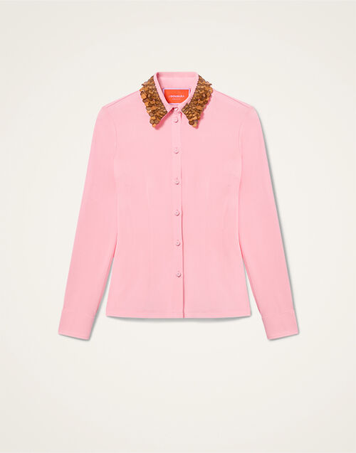 La DoubleJ Fitted Shirt Solid Pink SHI0157JER074SOLIDPI01