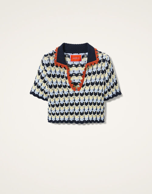 La DoubleJ Perry Knit Polo Multicolor Blue & Yellow PUL0247KNI149VA338MU01