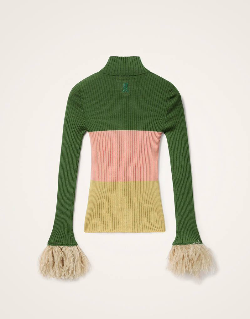La DoubleJ High Kick Top La DoubleJ High Kick Top Color Block Military Green & Pink PUL0167KNI091VA412GR02