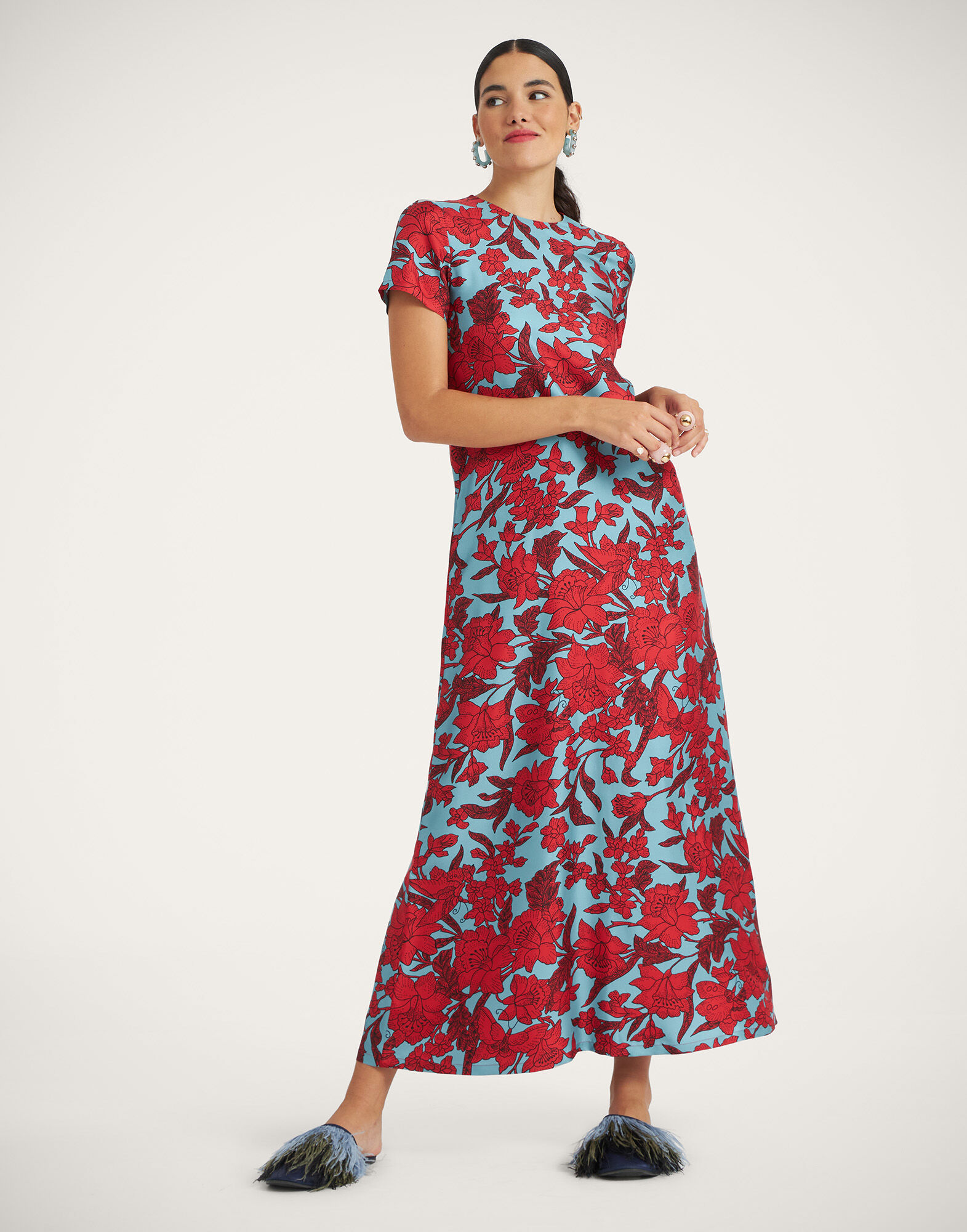 La DoubleJ Swing Dress Lilium Turchese DRE0001SIL001LIL0005