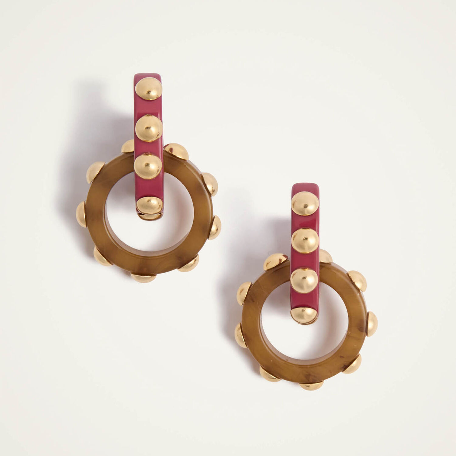  La Doublej Earrings Women - Double Hoop Earrings Solid Military Green One Size 85% Acrylic 15% Zamak 