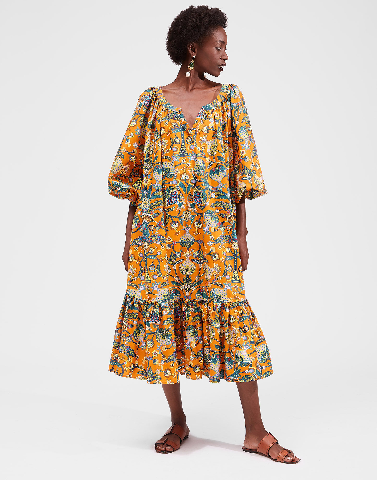 LaDoubleJ Folk Dress Tree Of Life Arancio DRE0214COT001TFL0002