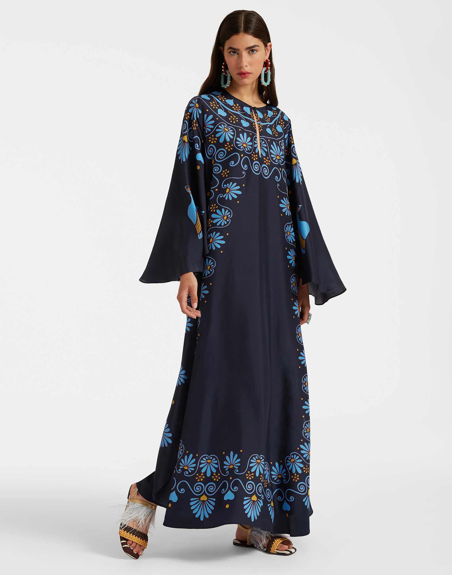 La DoubleJ Flying Kaftan Olympus Plac&eacute;e Navy DRE0347SIL009OLY01BU06