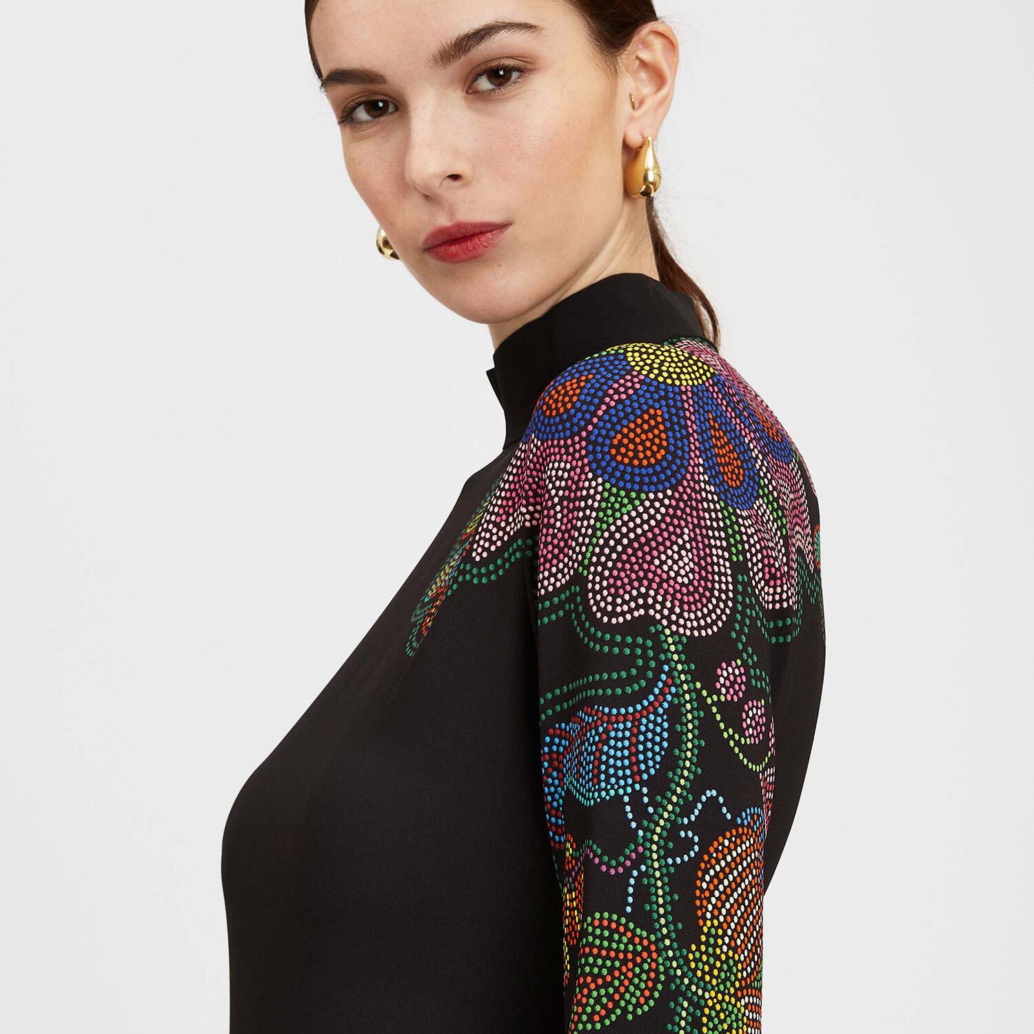 La Doublej Halle Placement Print Maxi Dress In Grenadilla Placée Black