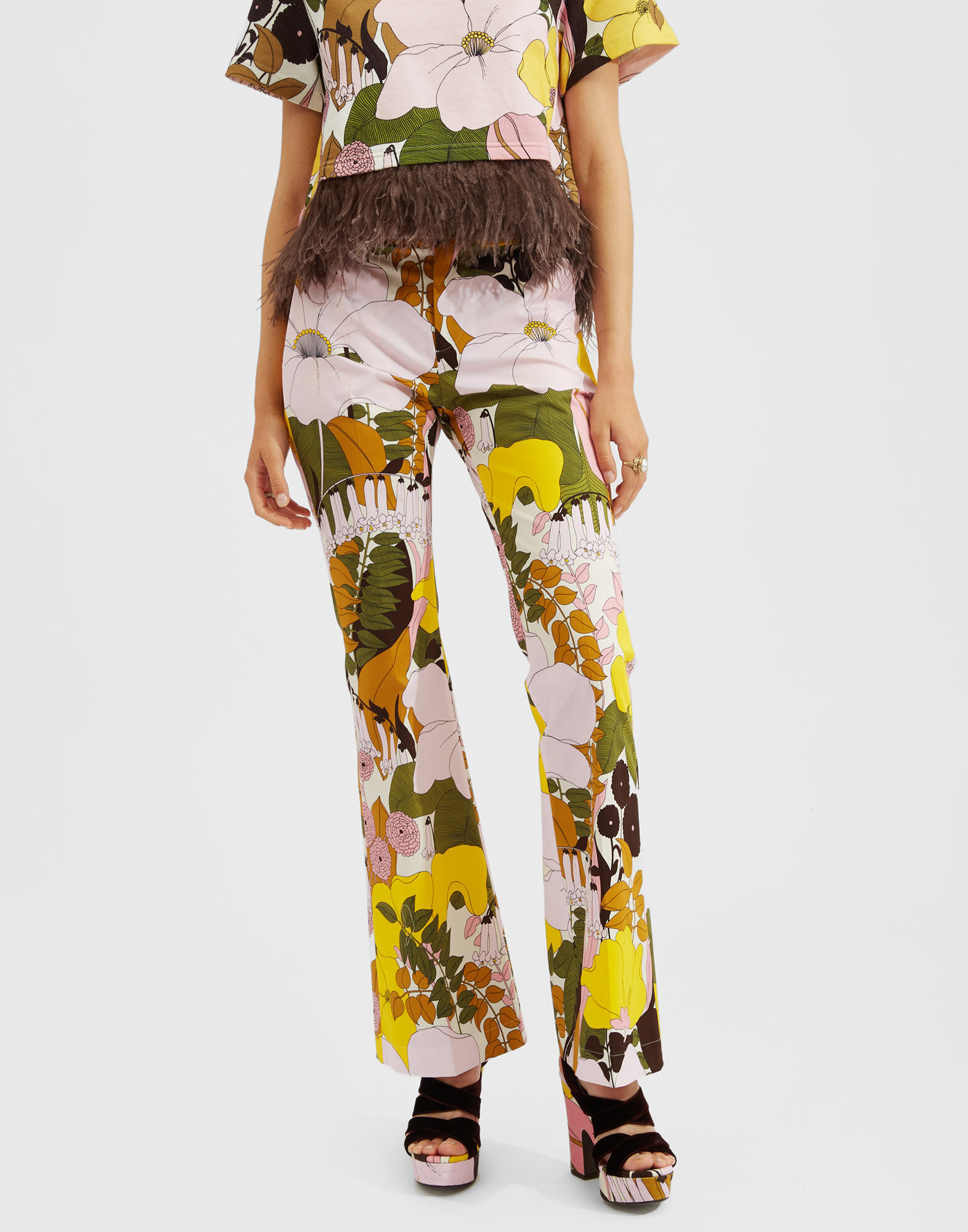 La DoubleJ Saturday Night Pants Big Flower Rose TRO0030COT006BFL03PI01