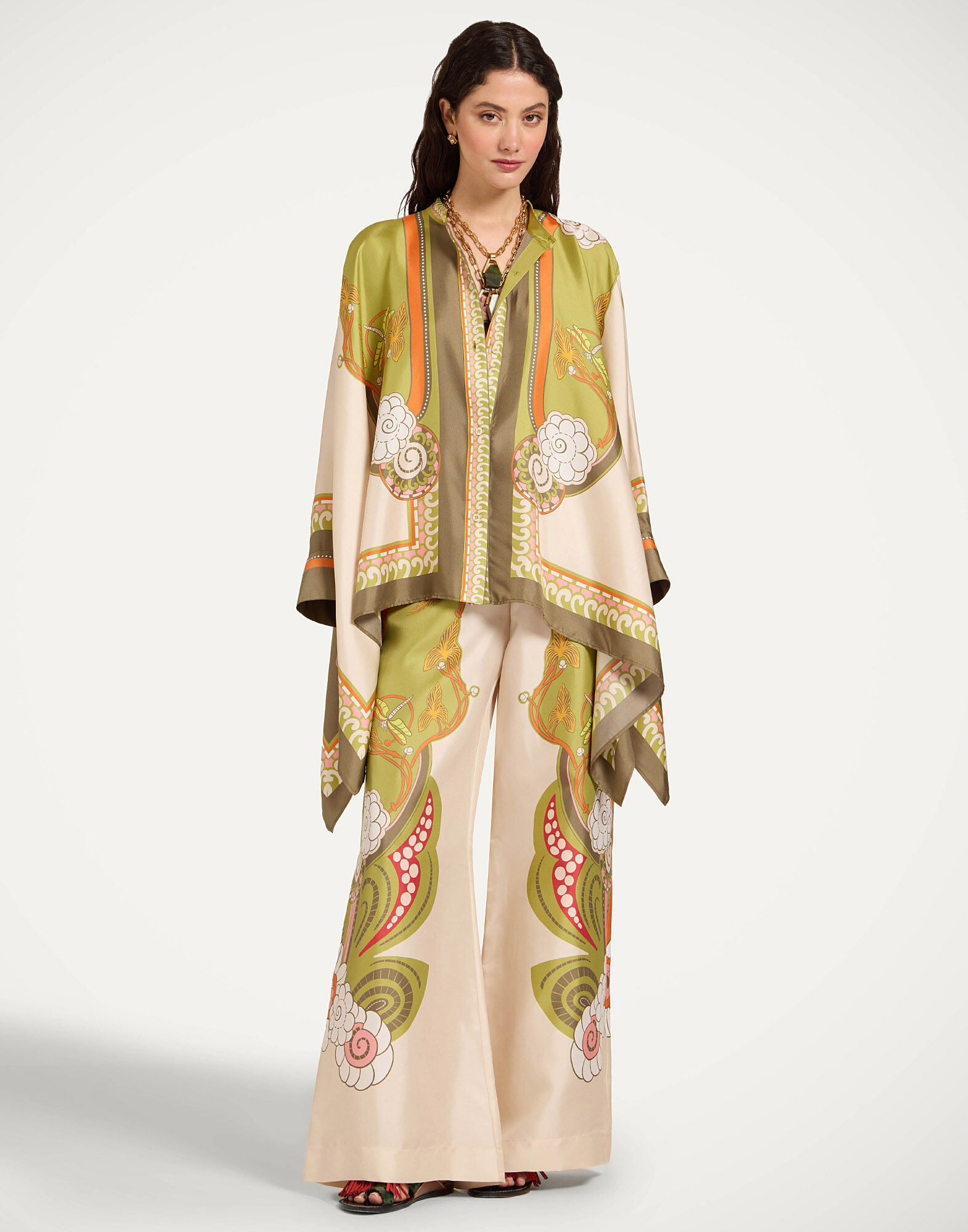 La DoubleJ Foulard Shirt Ambrosia Plac&eacute;e Ivory SHI0059SIL001AMB03WH04