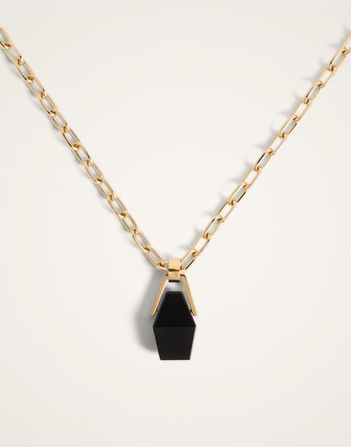 La DoubleJ Portal Necklace 24K Gold Plate And Onyx NEC0021BRA003ONY01YE05