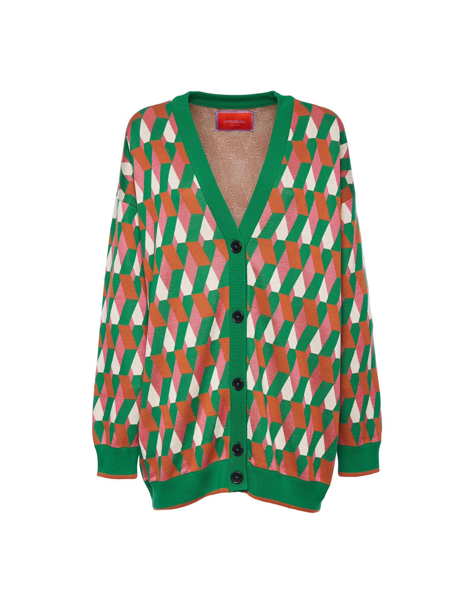 La DoubleJ Knit Leisure Cardigan Diamond Verde PUL0068KNI044VAR0079