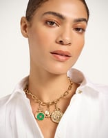 La DoubleJ Medallion Charm La DoubleJ Medallion Charm 24k Gold Plate & Green Enamel CHM0009BRA003SOLIDGR02