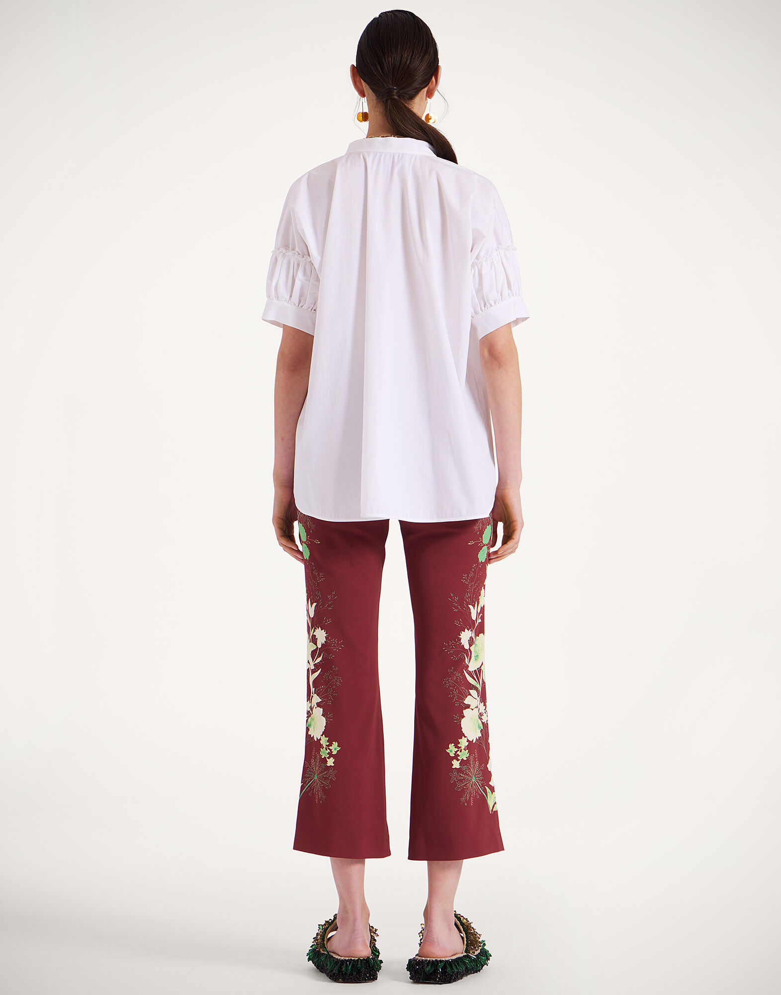 La DoubleJ Stretch Pants Woodland Plac&eacute;e Burgundy TRO0054VIS011WOD01RE02