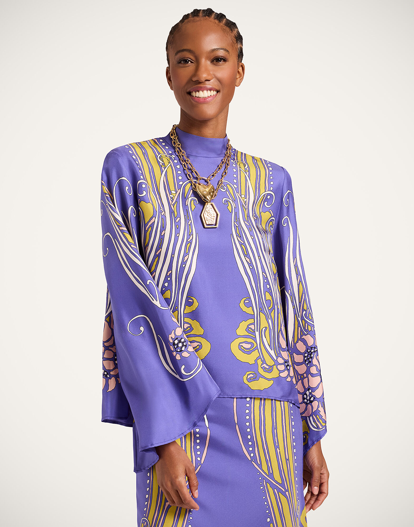 La DoubleJ Make An Exit Top Atlantis Plac&eacute;e Purple TOP0117SIL017ATL03PU01