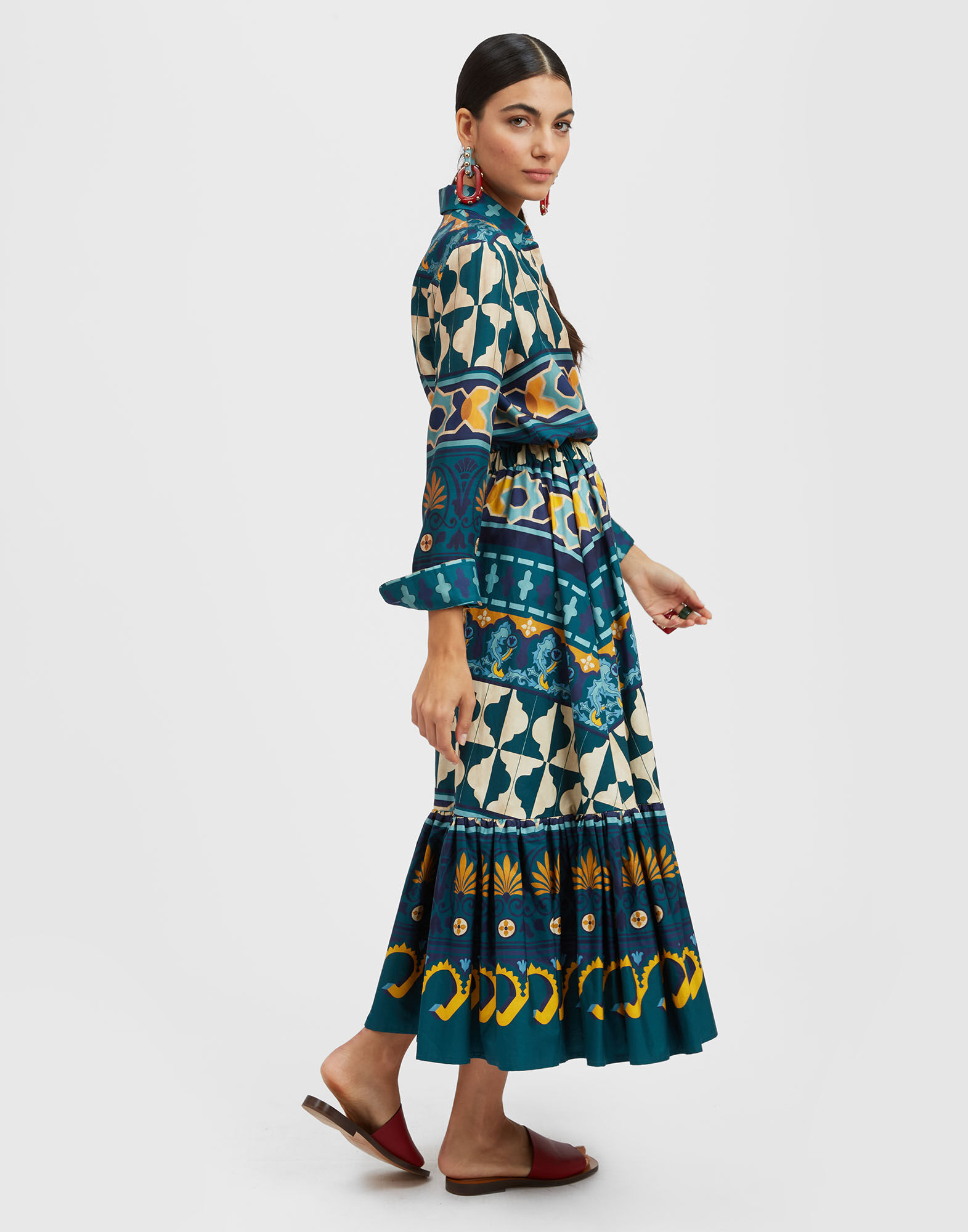 La DoubleJ Sunset Skirt Casareale Plac&egrave;e Emerald SKI0068COT039REA01GR04