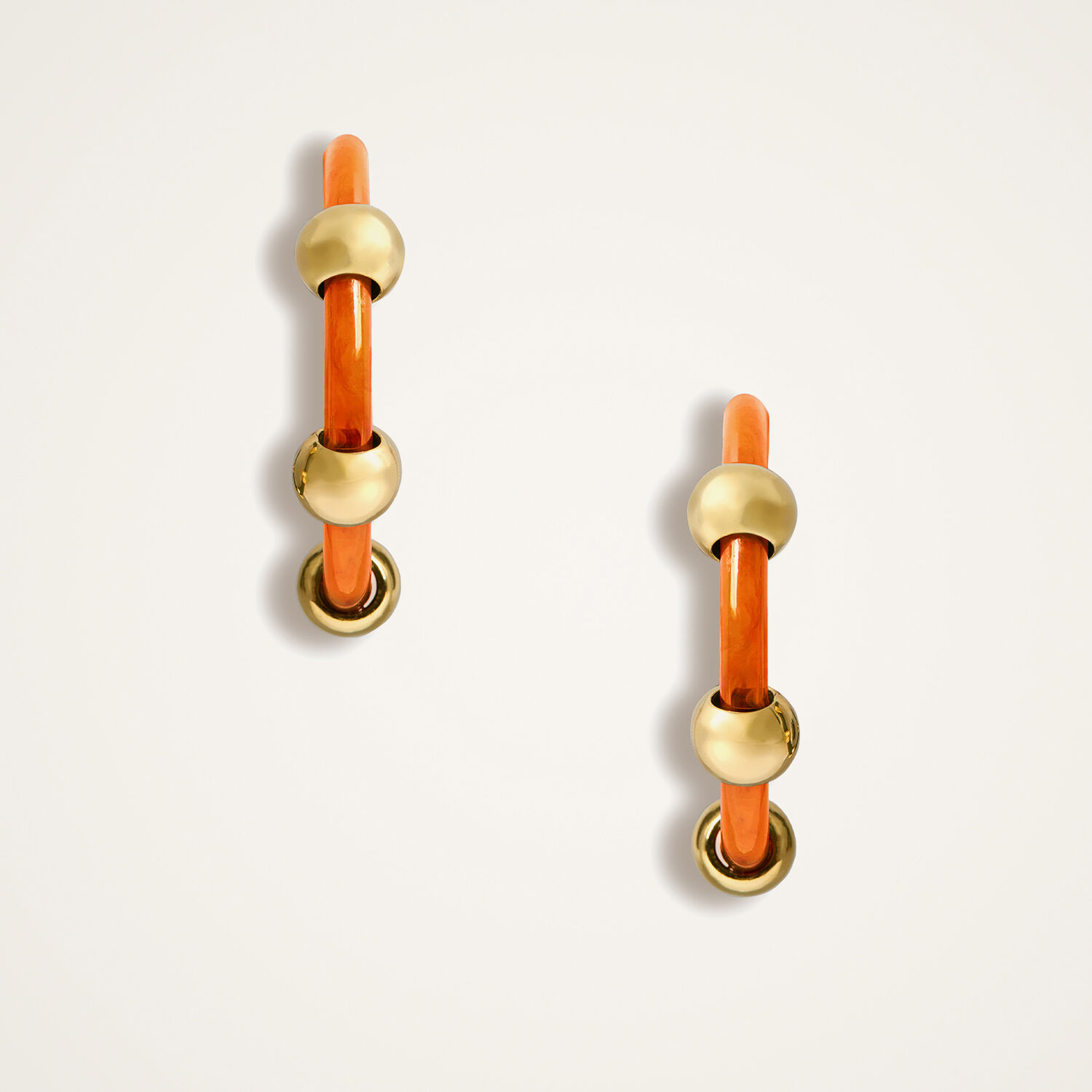  La Doublej Earrings Women - Studded Hoops Solid Orange One Size 90% Polyester 10%metal 