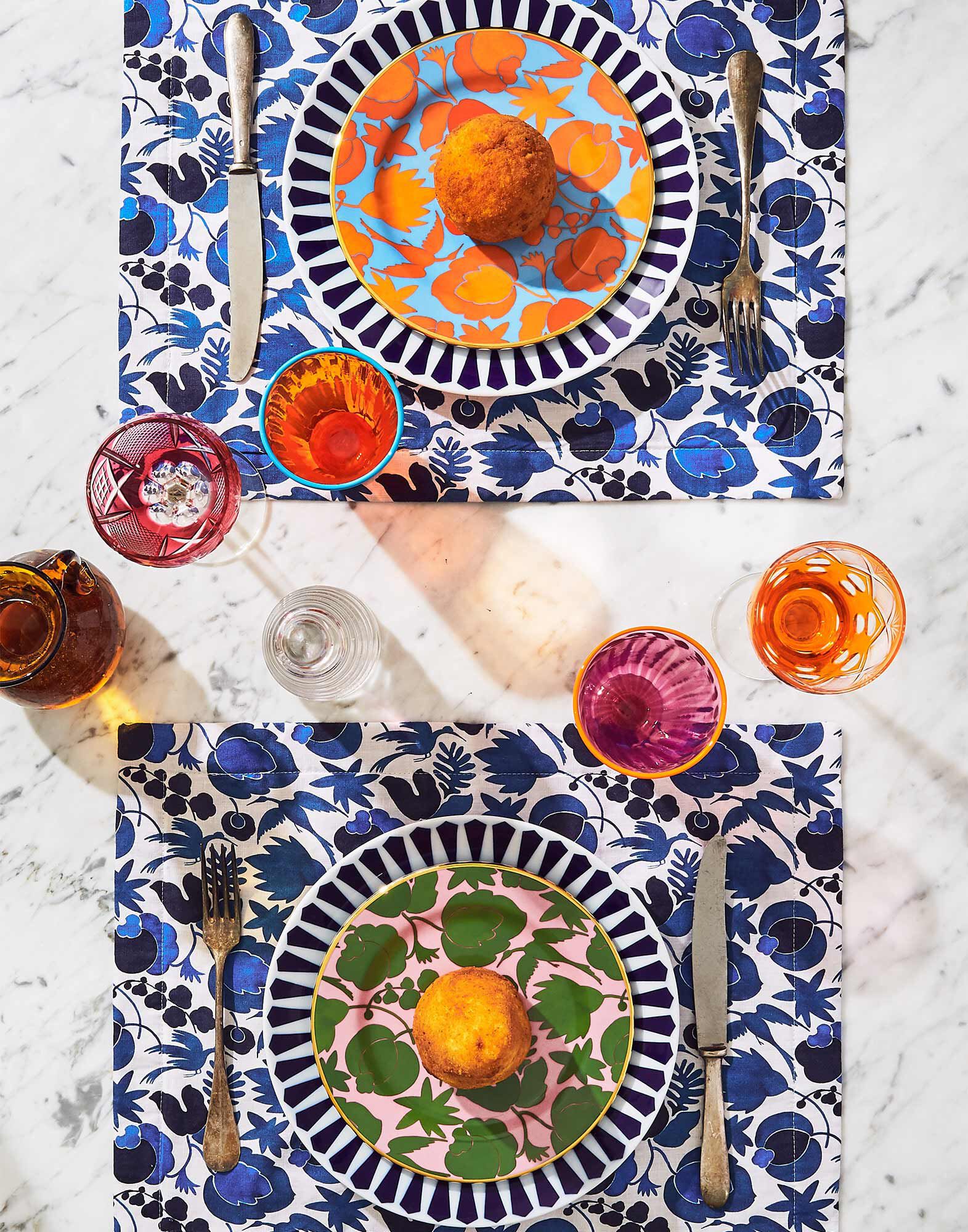 La DoubleJ Dessert Plate Set of 2 Wildbird Azzurro/Arancio DIS0023CER001CER0011