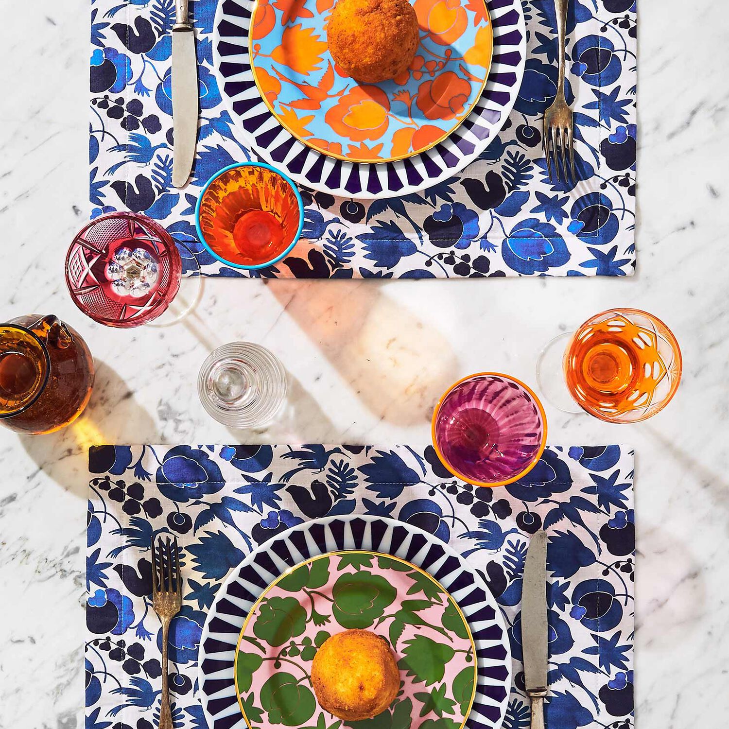  La Doublej Dessert & Side Plates Gend - Dessert Plate Set Of 2 Wildbird Azzurro/arancio One Size 100% Porcelain 