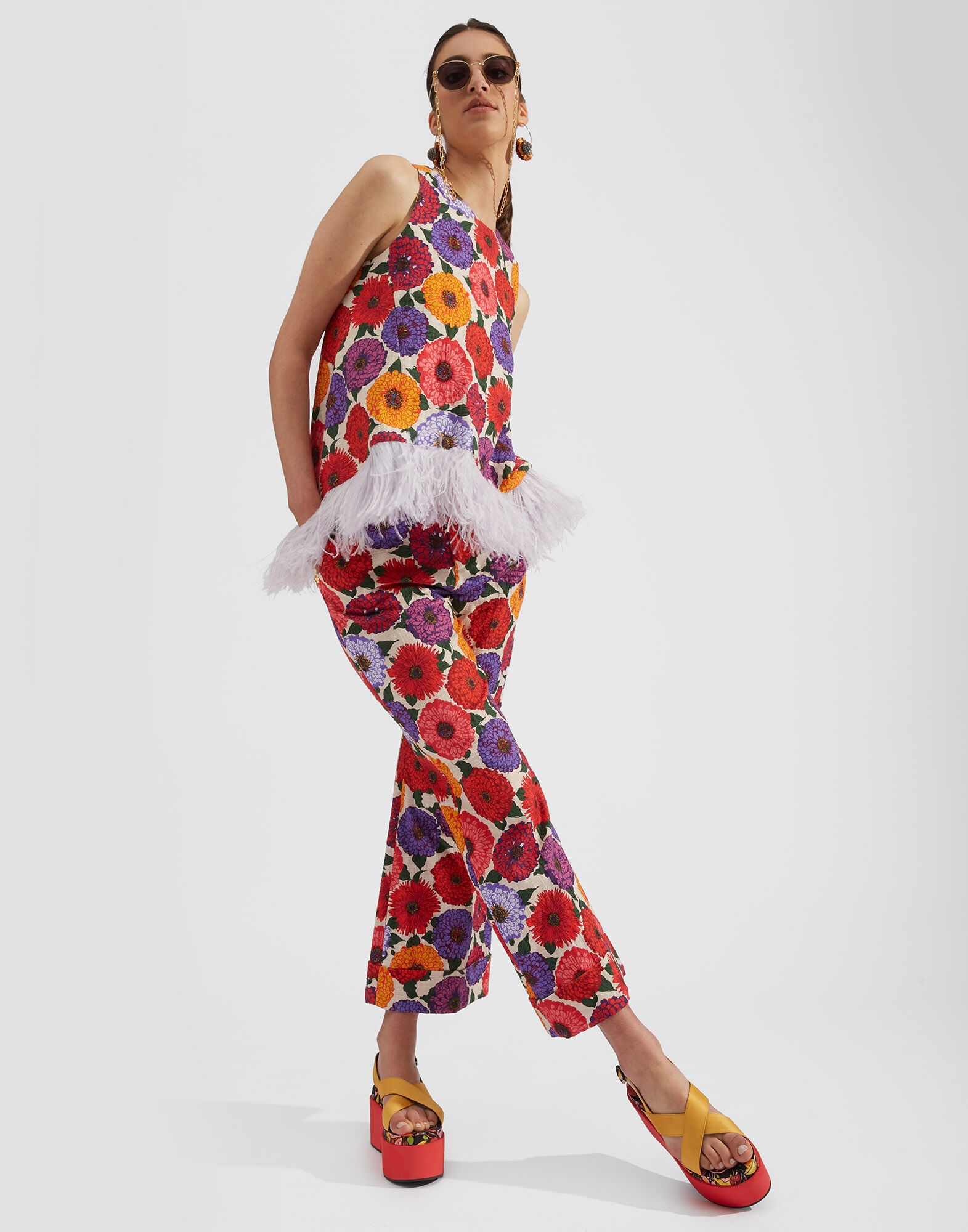 La DoubleJ La Scala Top (With Feathers) Zinnie TOP0013COT005ZIN0001