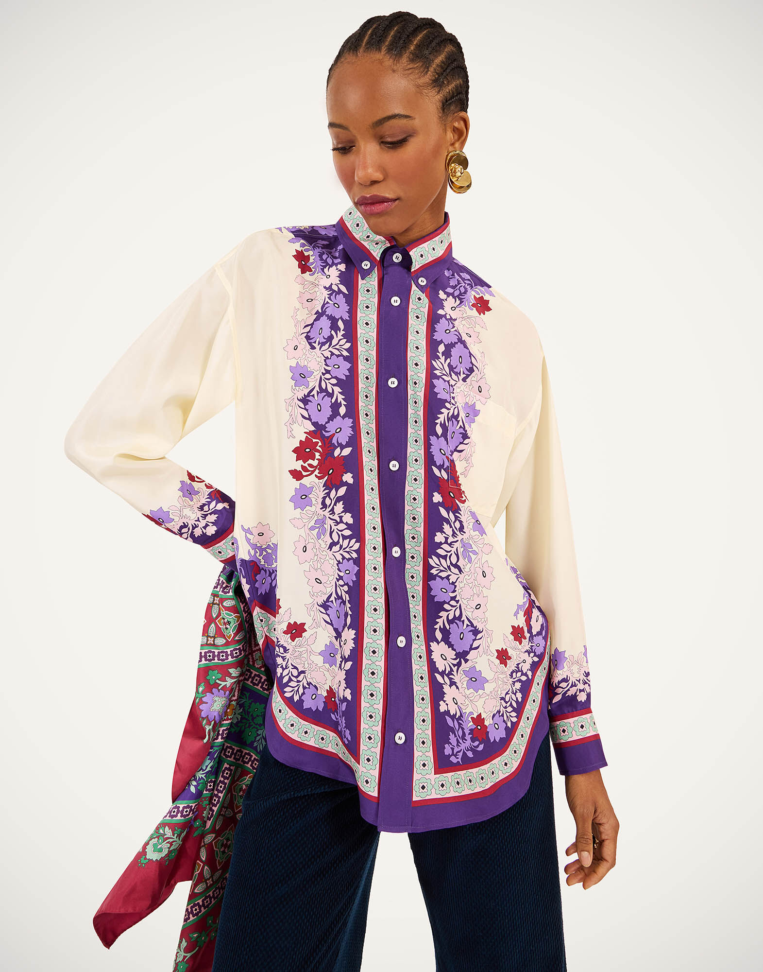 La DoubleJ Better Than Your Boyfriend's Shirt Regalia Plac&eacute;e Ecru SHI0092SIL009REG02BR05