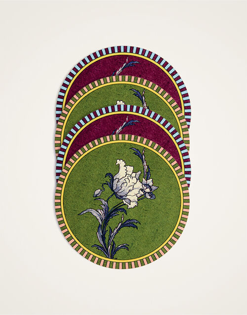 La DoubleJ Disk Coasters Set Of 4 Nymph Bloom  Multicolor CST0009CRK001NYB01MU03