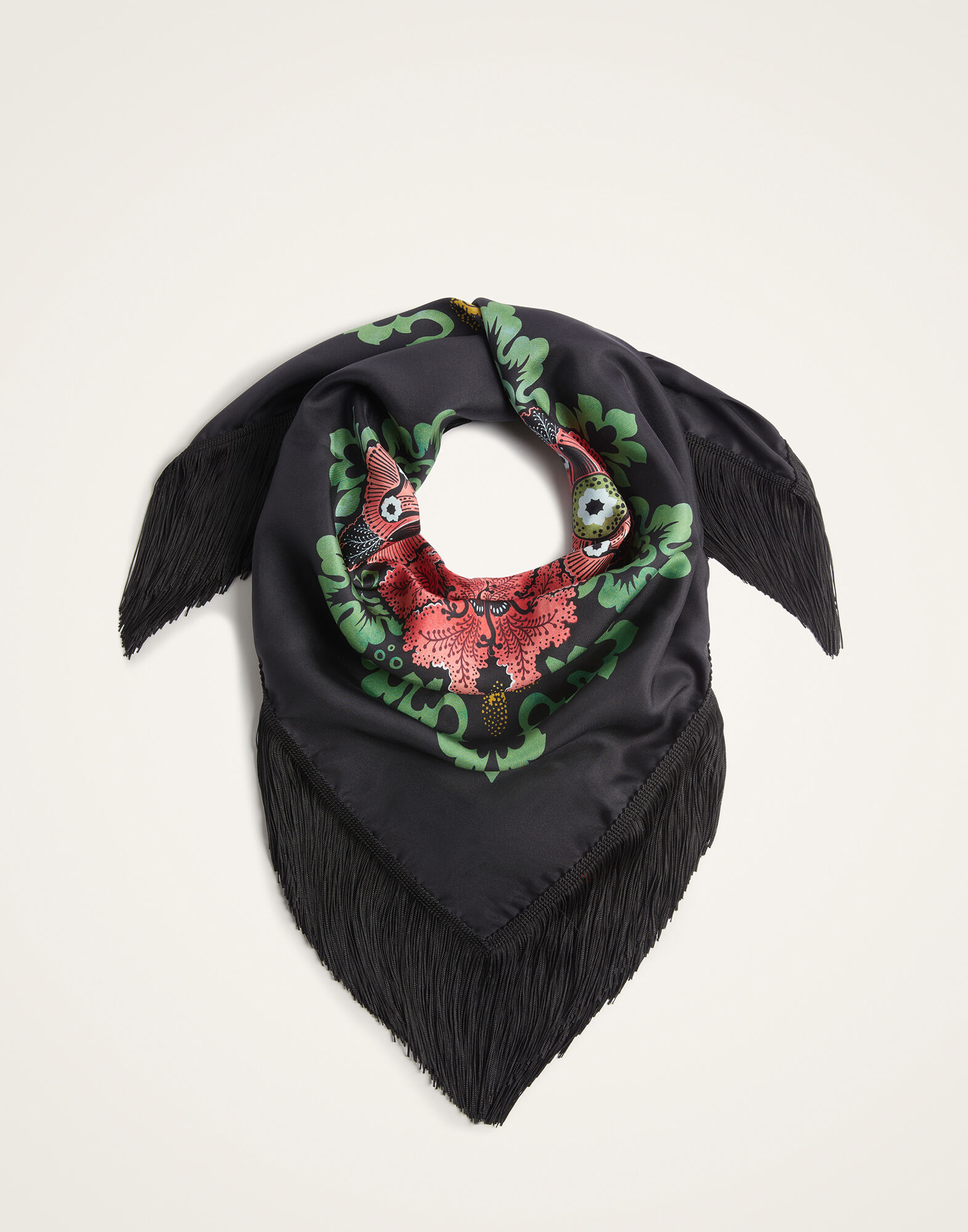 La DoubleJ Reversible Fringe Foulard 90 Bounty Plac&eacute;e Orange SCA0073SIL006BOU01OR02