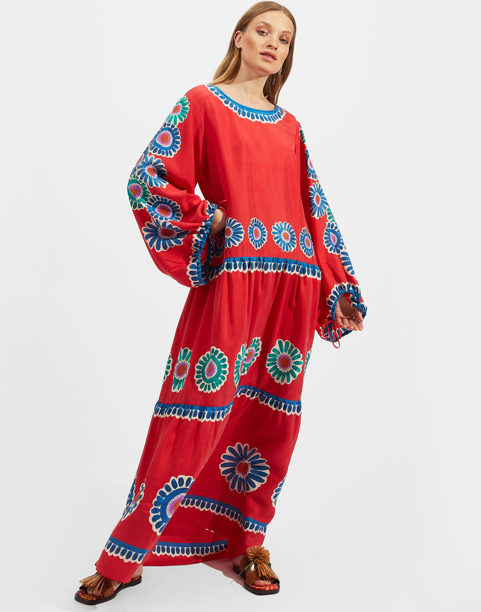 La DoubleJ Vesta Dress Daisy Plac&eacute;e Red DRE0302SIL009DAY0007