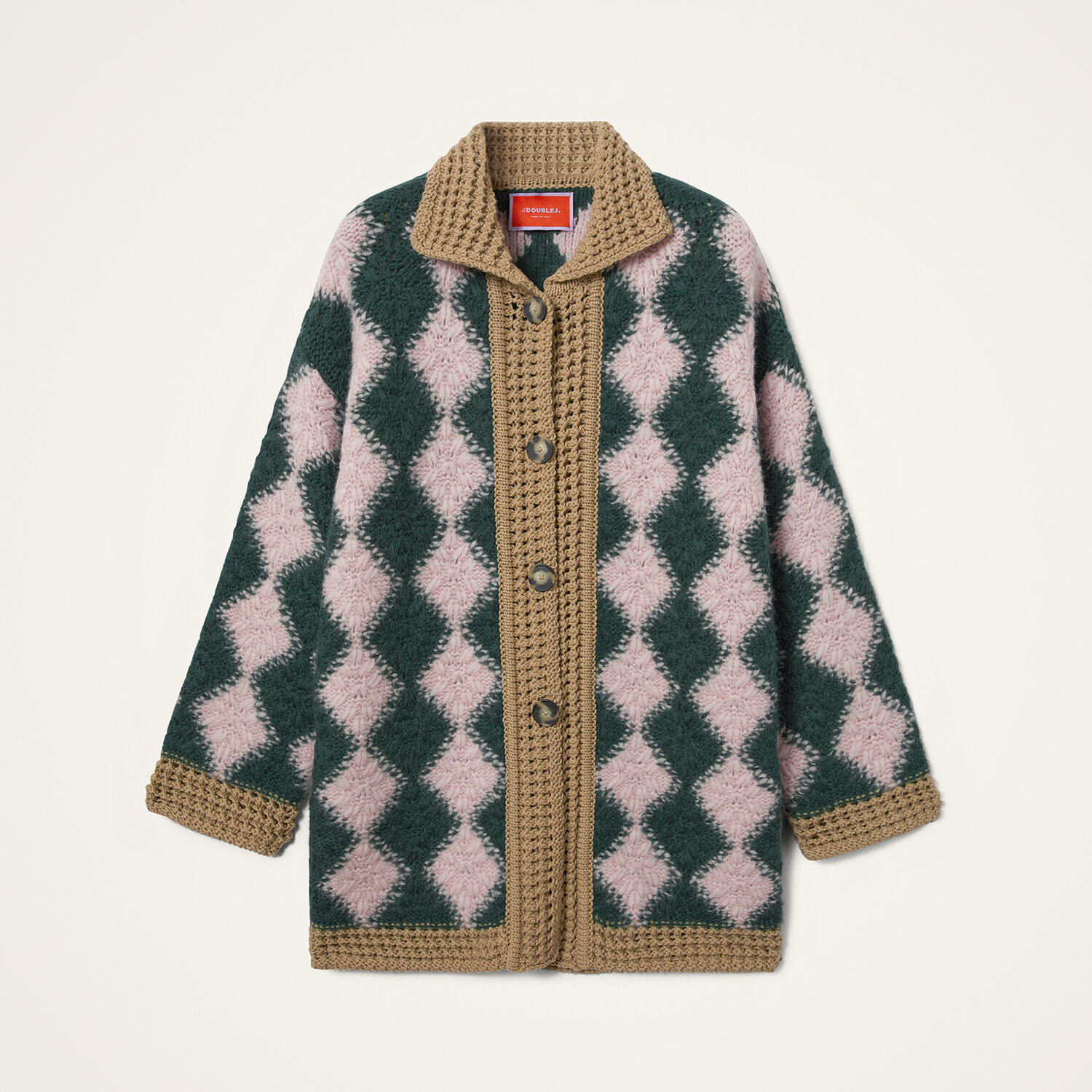 La Doublej Crochet Bowling Cardigan In Green