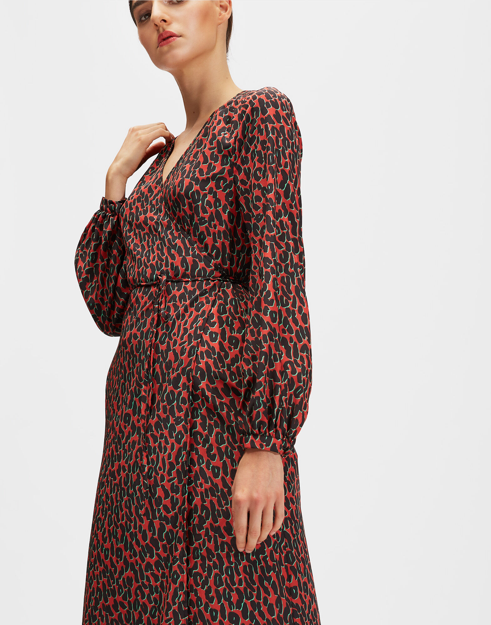 LaDoubleJ Wrap Dress Leopard Rosso DRE0083SPO001LEO0002