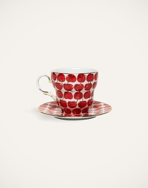 La DoubleJ Big Mama Cup And Saucer La DoubleJ Big Mama Cup And Saucer Cherries Avorio DIS0066CER001CHY0005
