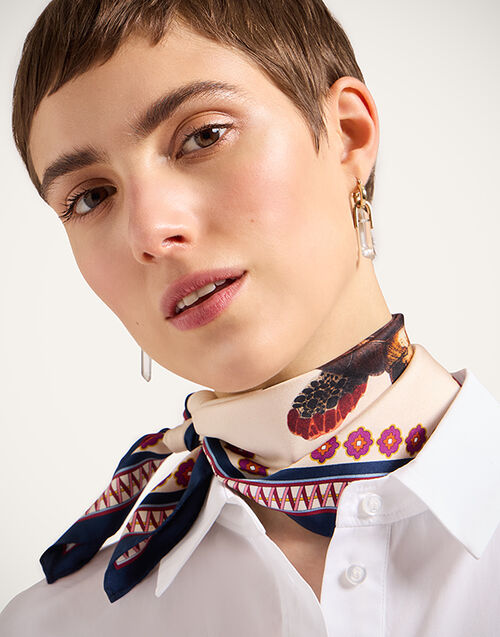 La DoubleJ Foulard 45 Zooflora Turtlair Ivory SCA0065SIL006TRL02WH04