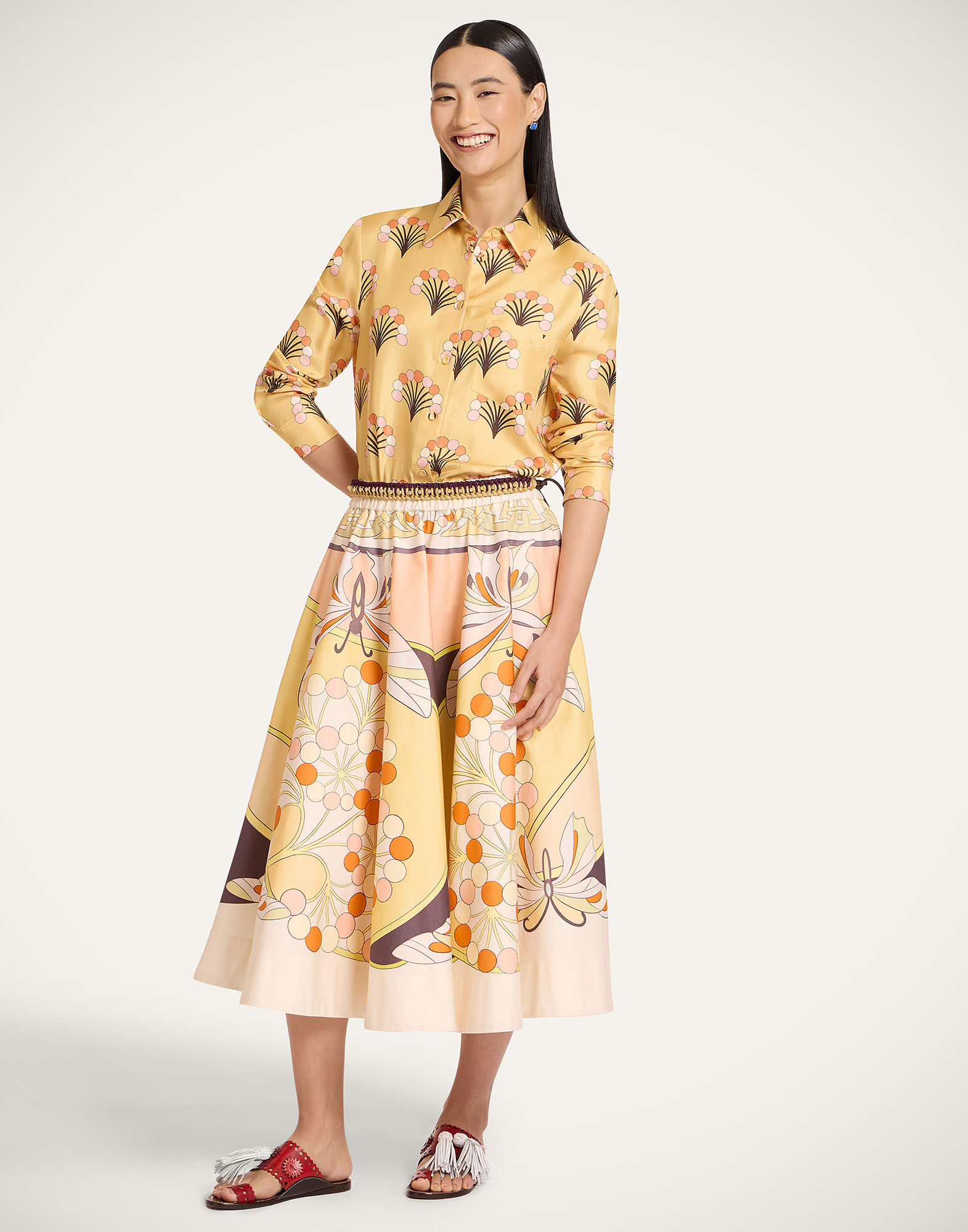 La DoubleJ Boy Shirt Florette Yellow SHI0001SIL001FLO05YE02