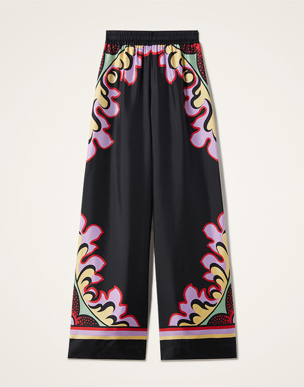 【La DoubleJ】 High-riseプリントシルク palazzoパンツ La DoubleJ Placed-Print Wide-Leg Silk Palazzo Pants | Neiman