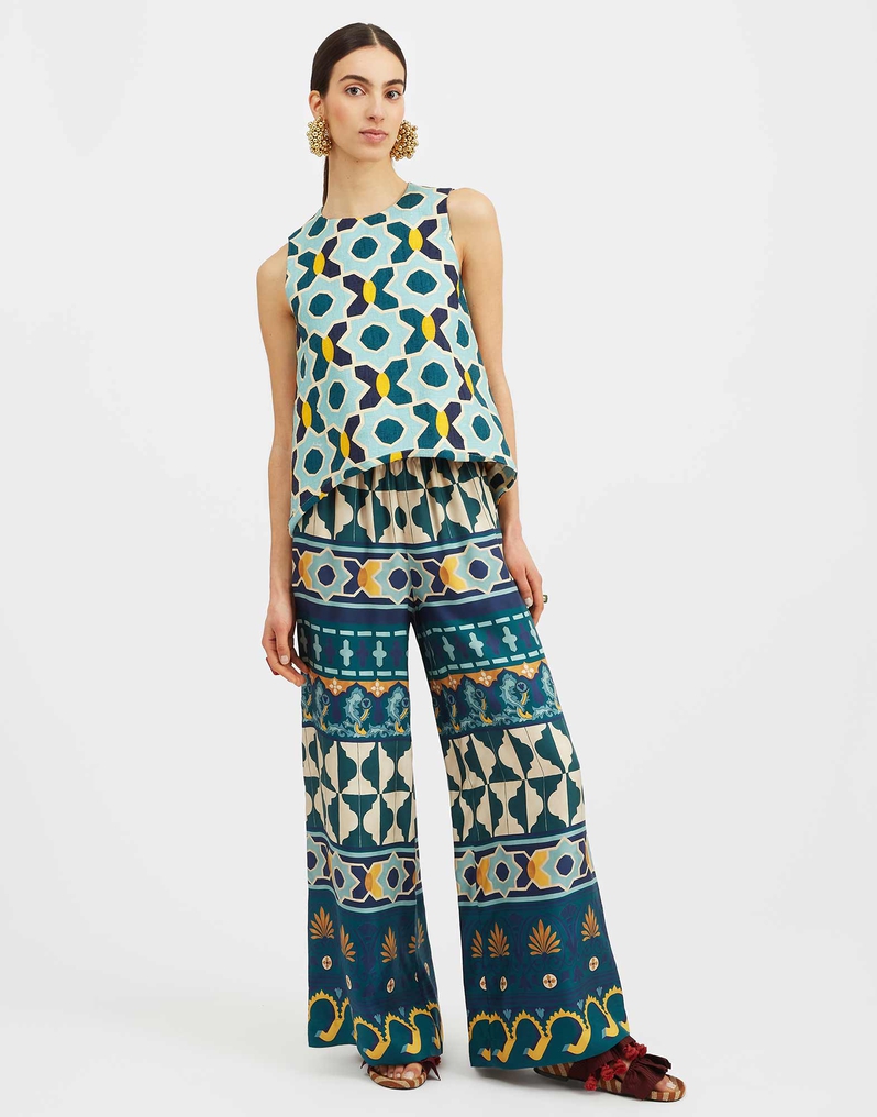 La DoubleJ Palazzo Pants La DoubleJ Palazzo Pants Casareale Placèe Emerald TRO0003SIL001REA01GR04