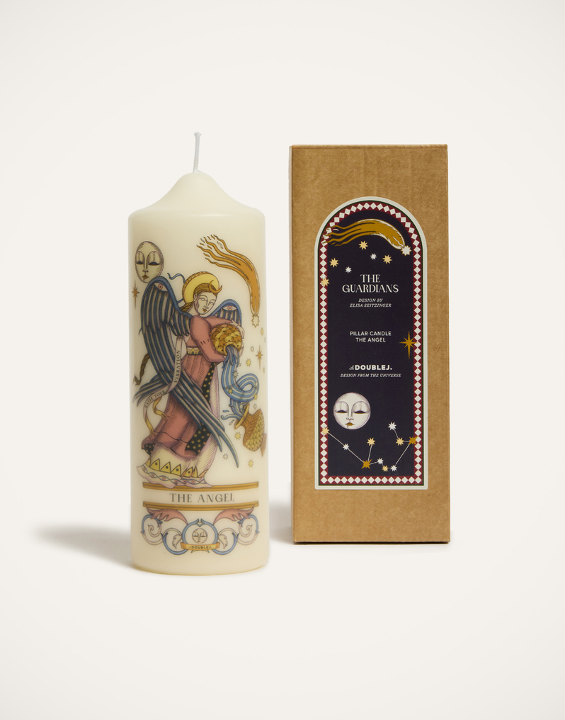 La DoubleJ Printed Pillar Candle La DoubleJ Printed Pillar Candle The Angel Multicolor CAN0011WAX001ANG01MU01