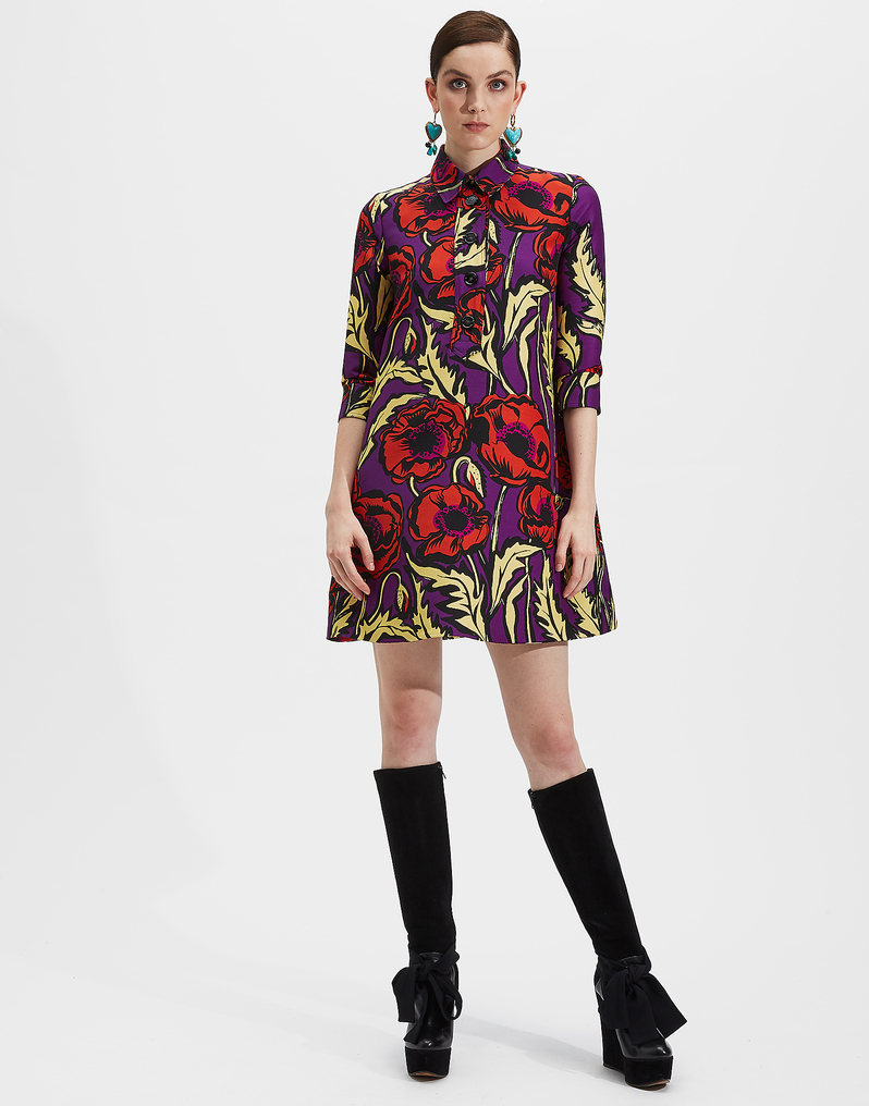 LaDoubleJ Short Artemis Dress LaDoubleJ Short Artemis Dress Big Blooms Viola DRE0180CAD001PFI0004