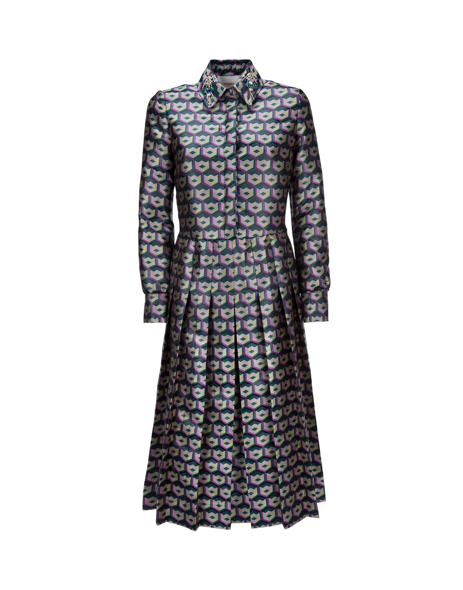 LaDoubleJ Embroidered Chemisier Dress Cubi Verdi DRE0025JAC004CUB0002