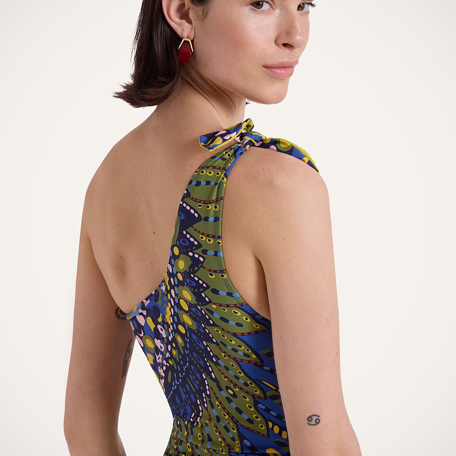 La Doublej Goddess One-shoulder Printed Swimsuit In Chakra Placée Multicolor