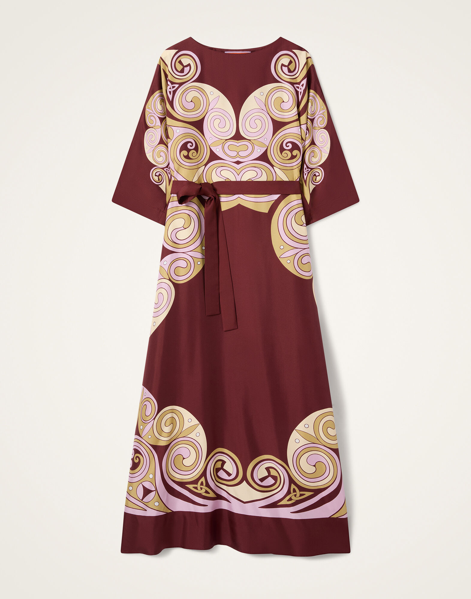 La DoubleJ Muumuu Dress Round Neck Kells Swirl Plac&eacute;e Burgundy DRE0574SIL006KLS01RE07