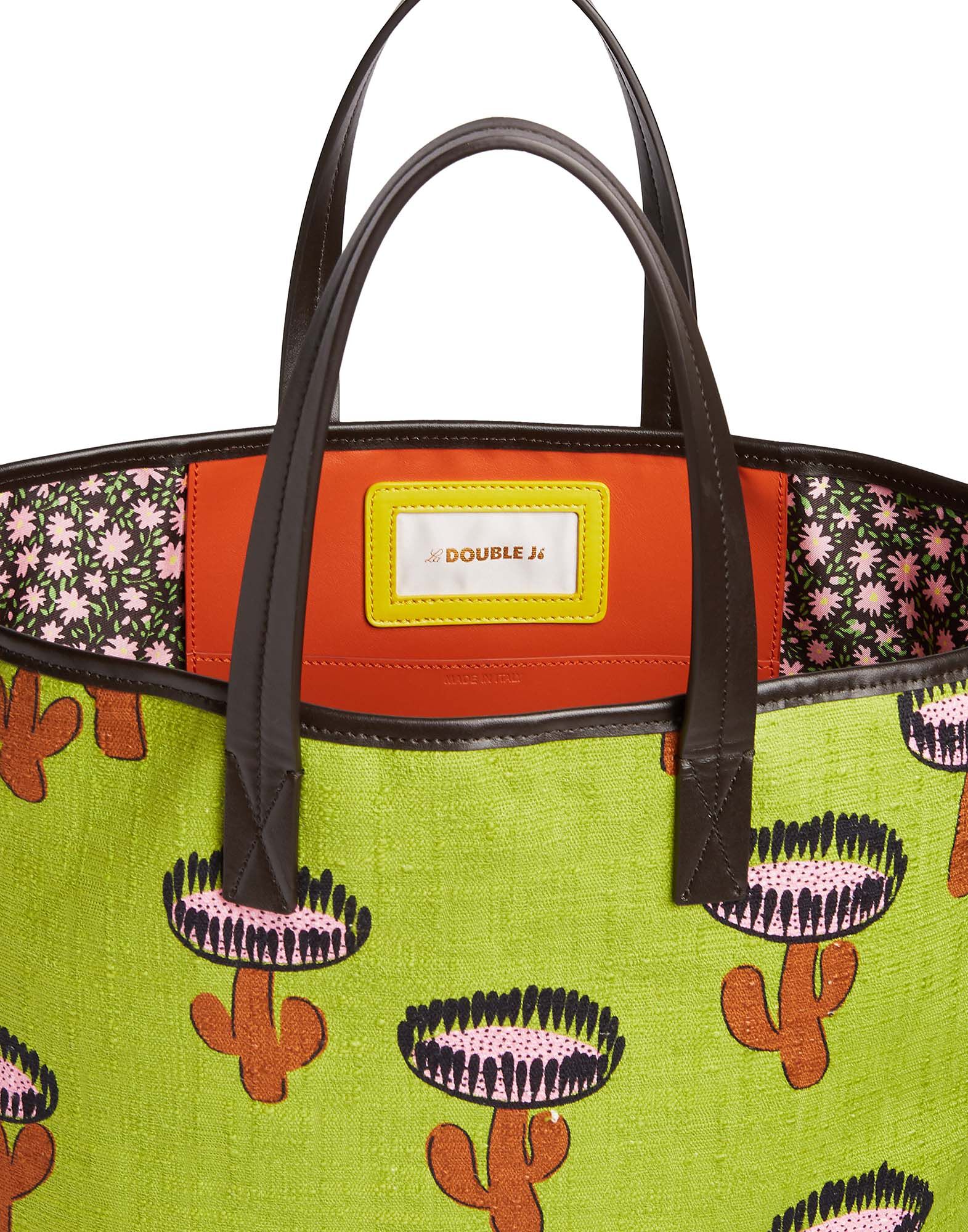 LaDoubleJ Shopper Tote Bag Chirpy Cactus Verde BAG0006COT005CHI0002