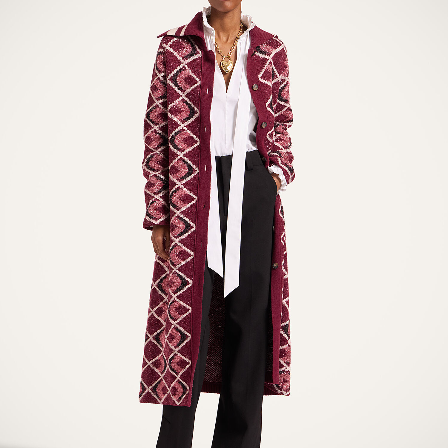  La Doublej Outerwear Gend - Half-light Coat Multicolor Burgundy M 24% Wool 22% Nylon 20% Mohair 12% Polyamide 10% Viscose 8% Polyester 4% Cashmere 