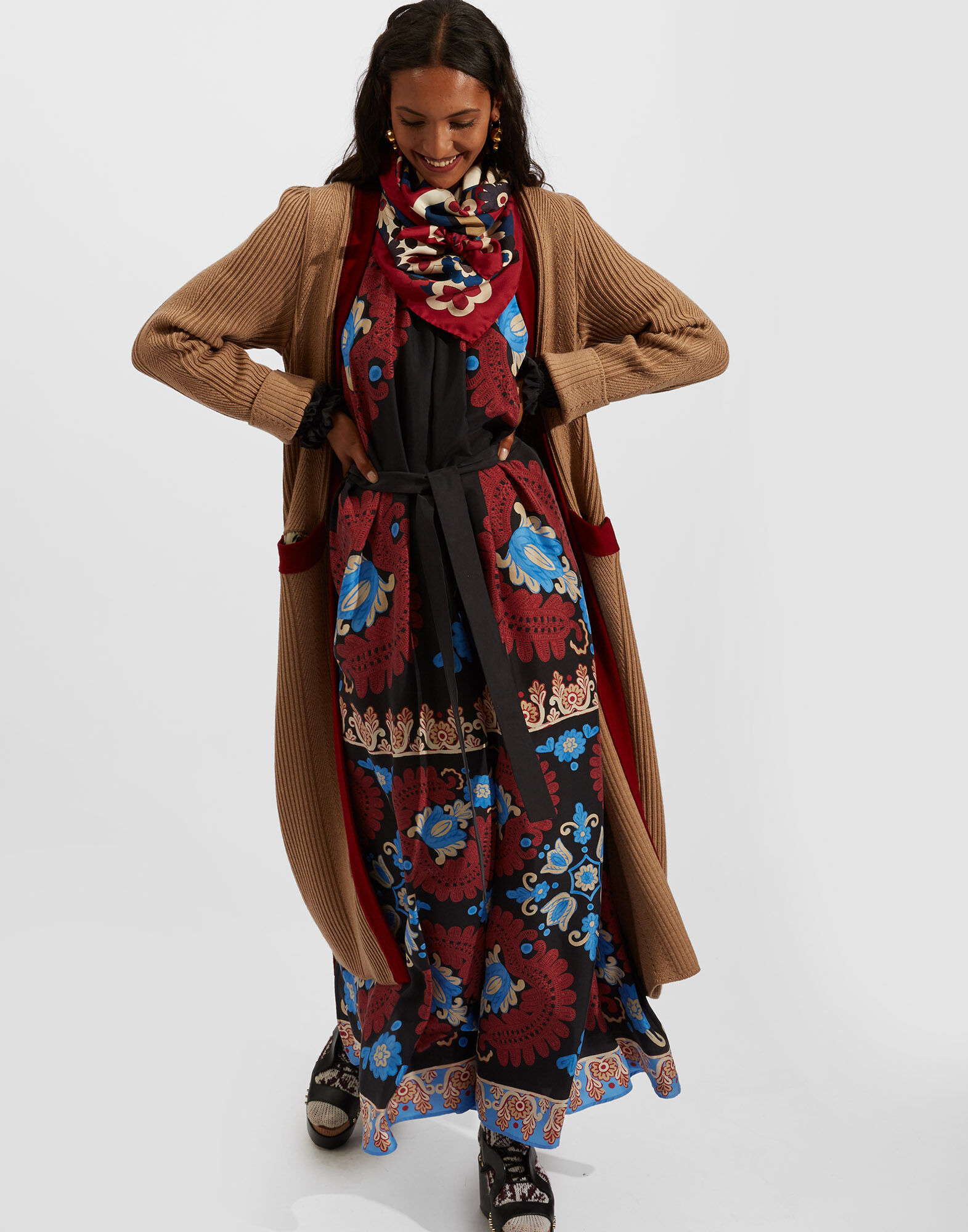 La DoubleJ Cerere Dress Folky Hearts Black Plac&eacute;e DRE0399SIL009FLH0005