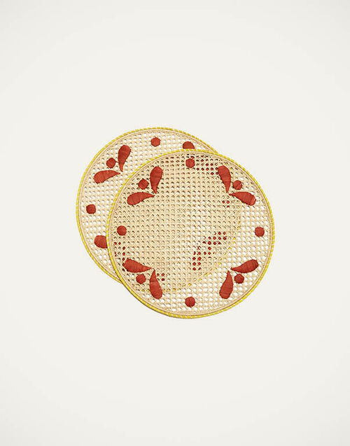 La DoubleJ Raffia Placemats Set Of 2 La DoubleJ Raffia Placemats Set Of 2 Capri Brick PMT0007RAF010CAP06RE06