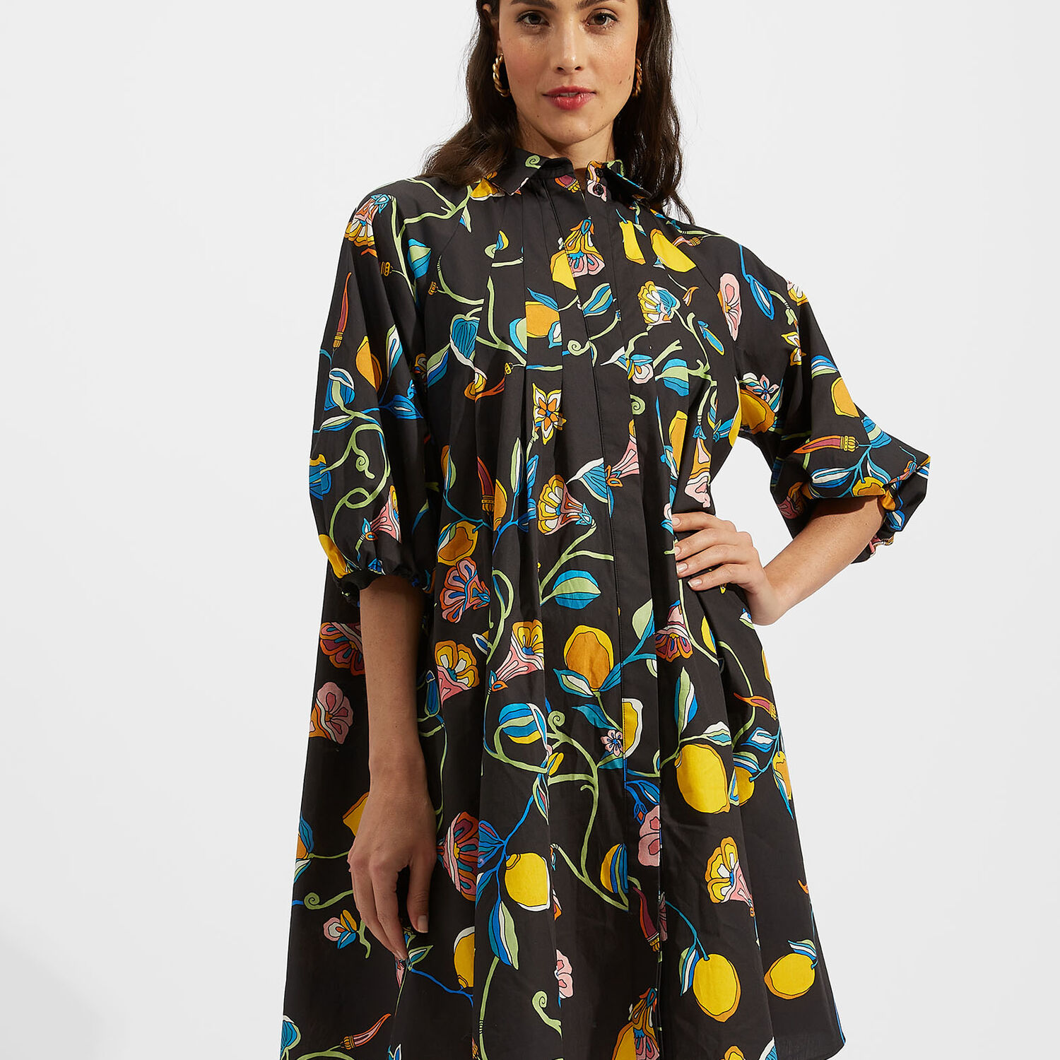 La Doublej Sunburst Dress In Patterned Black